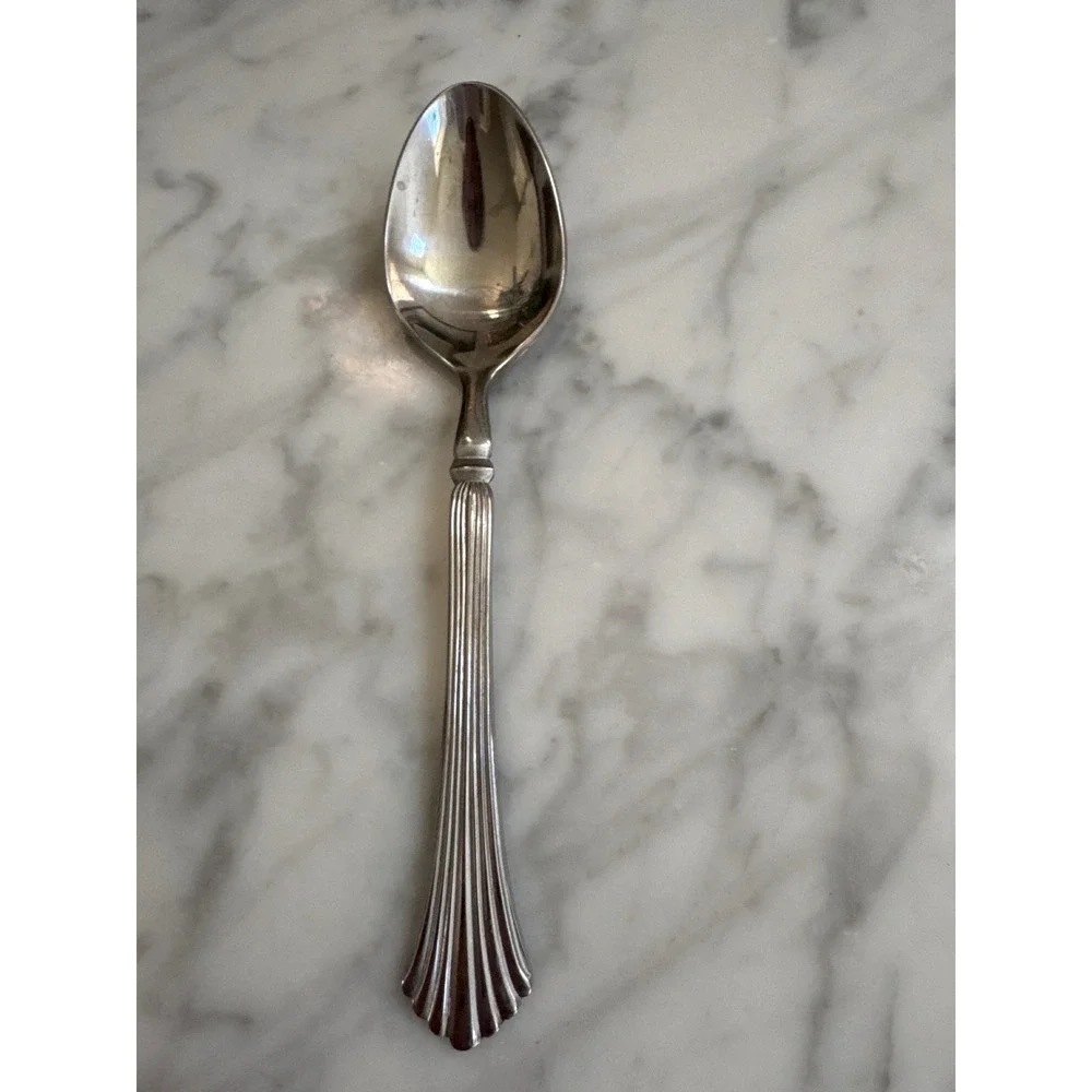 Rogers & Co Stainless Korea Flatware Set 54pc Ribbed Flared Handle Silverware